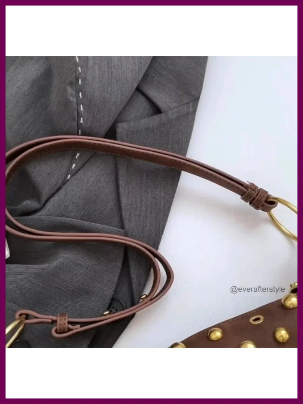 Vintage Studded Faux Leather Hobo Crescent Crossbody Bag Y2K Shoulder Purse